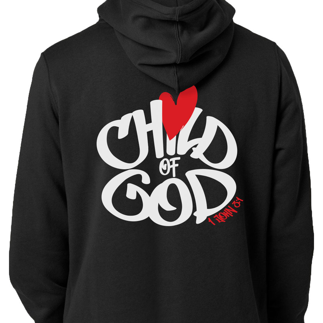 Child of God Graffiti Hoodie – Christian Streetwear | 9oz Fleece Faith Hoodie | 1 John 3:1 Bible Verse