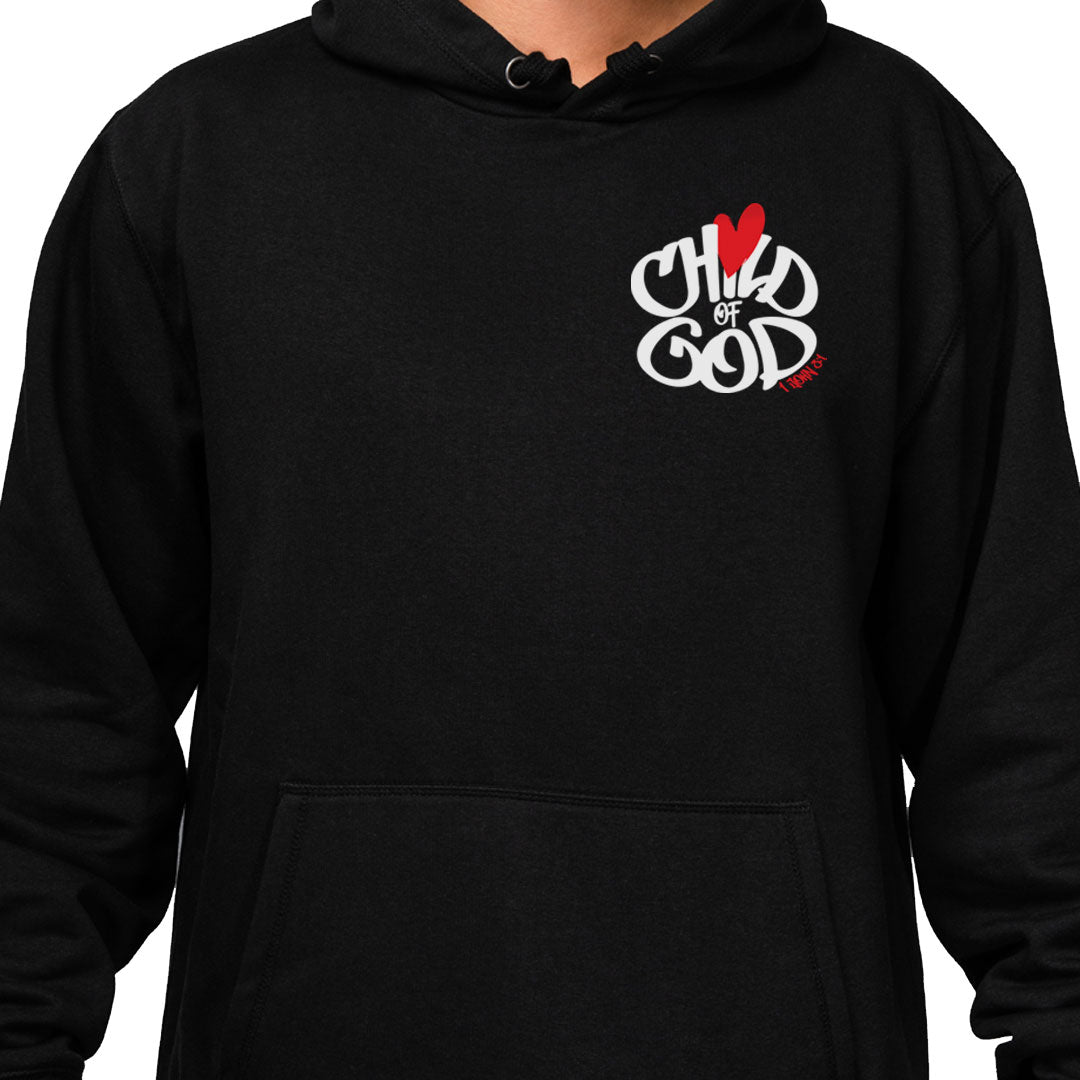 Child of God Graffiti Hoodie – Christian Streetwear | 9oz Fleece Faith Hoodie | 1 John 3:1 Bible Verse