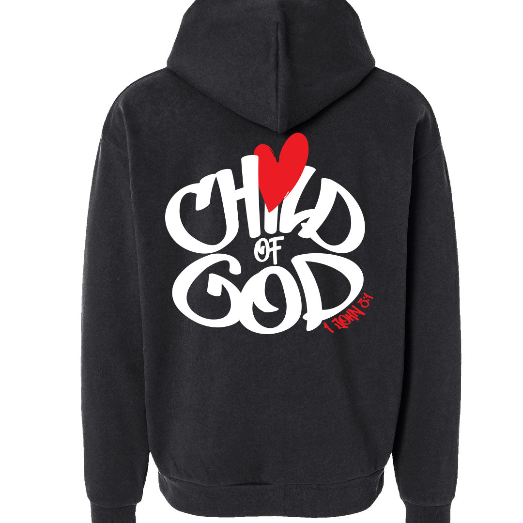 Child of God Graffiti Hoodie – Christian Streetwear | 9oz Fleece Faith Hoodie | 1 John 3:1 Bible Verse