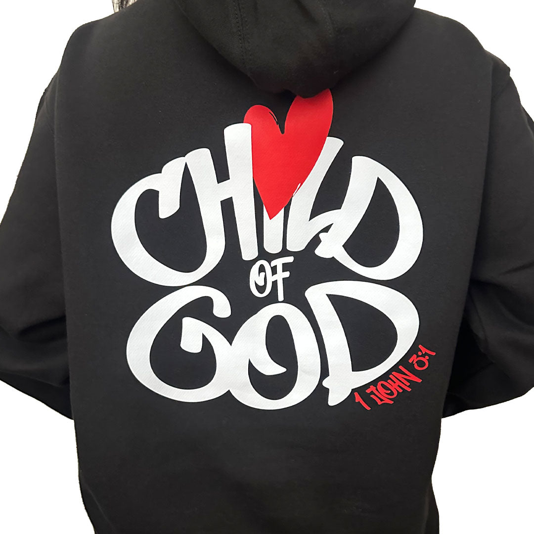 Child of God Graffiti Hoodie – Christian Streetwear | 9oz Fleece Faith Hoodie | 1 John 3:1 Bible Verse